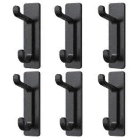 Crochets autocollants, extra adhésifs et solides, peuvent être accrochés jusqu'à 6 kg, crochet robuste sans clou pour porte arrière, noir, 6 pièces