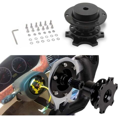 Compatible avec les systèmes de démontage rapide de volant, kit d'adaptateurs universels pour moyeu de volant à démontage rapide avec moyeu à 6 trous, kit de moyeu à 6 trous adapté à la course/au rall (1/4)