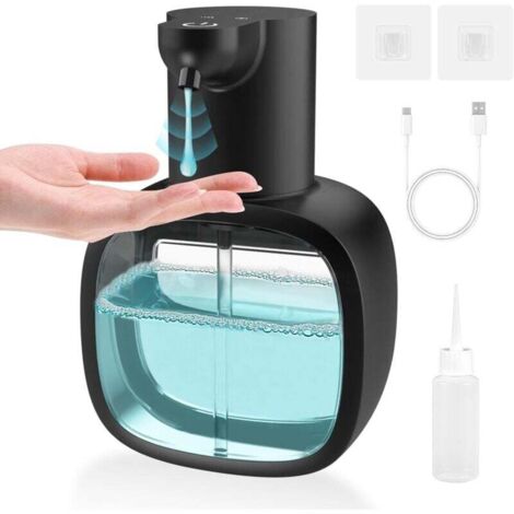 Distributeur de savon automatique USB C - Accessoire Salle de Bain - Fixation murale - 500 ml - Distributeur de savon électrique avec capteur - Réglable - Noir