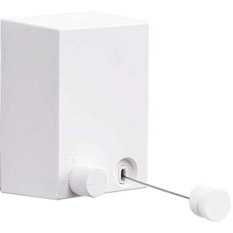 Étendoir à linge rétractable avec cordon réglable en acier inoxydable, style hôtel, robuste, sans perçage, fixation murale, 4,2 m, blanc