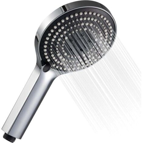 Pommeau de douche à main 6 jets, grand format et puissant, idéal pour les douches à faible pression d'eau, chromé. (1/4)