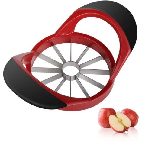 Coupe-pommes, vide-pommes et trancheuse - Vide-pommes en acier inoxydable - Trancheuse à pommes de 12 cm de long avec 12 lames ultra-tranchantes, légère et dotée d'une poignée antidérapante