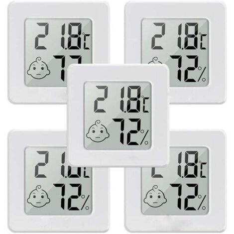 5 pièces Mini Hygrometre Thermometre Interieur Thermomètre Hygromètre Numérique LCD Moniteur de Température et Humidimètre pour Maison Bureau