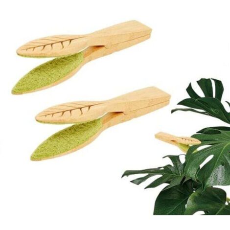 2 brosses de nettoyage de feuilles, pince de nettoyage de feuilles, aspirateur à plantes avec manche en bambou et chiffon en microfibre, aspirateur à feuilles (1/4)