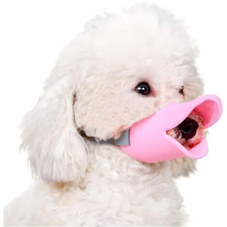 Muselière anti-morsure en forme de bec de canard pour chien, muselière anti-aboiement, muselière pour animaux de compagnie, en silicone anti-morsure (rose, petite taille) (1/4)
