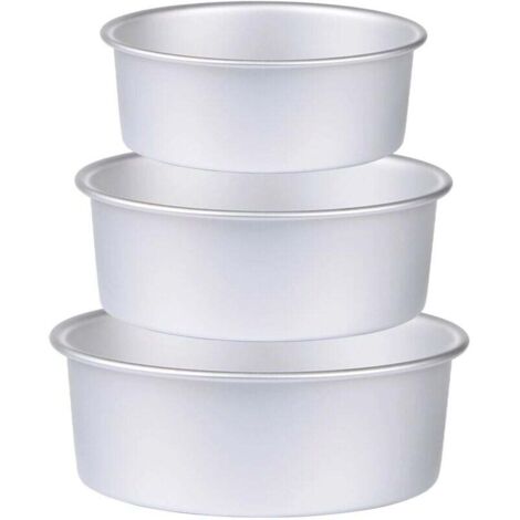 Ensemble de 3 moules à gâteaux ronds (15 cm / 20 cm / 25 cm), moules en aluminium multicouches, revêtement antiadhésif durable, cuisson uniforme, idéal pour la cuisine, les anniversaires, les mariages (1/4)