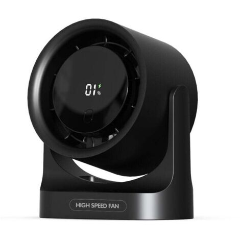 Ventilateur USB de Table, Puissant Jusqu'à 6 m/s, Affichage LED, 5 Vitesses, Rotation 360°, Mini Ventilateur Silencieux, Portable pour Maison, Bureau, Extérieur, Cuisine, Camping (1/2)