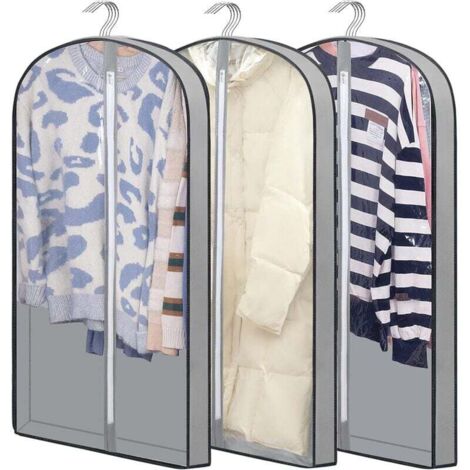 Housses à vêtements, housses de costume pour suspendre les vêtements 100 cm, housses antimites, housses de rangement imperméables pour costumes, vêtements, protection en plastique pour manteaux, veste