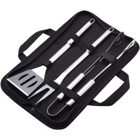 Ensemble de base de 3 ustensiles de barbecue en acier inoxydable avec sac de transport (1/4)