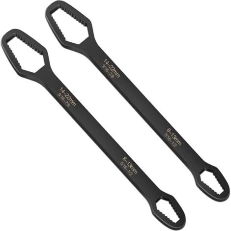 Clé universelle noire en 2 pièces, clé Torx universelle 8-22 mm, outil tout-en-un autoserrant réglable double face (1/4)