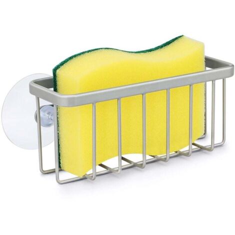 Porte-éponge pour évier de cuisine, égouttoir d'évier, porte-éponge pour évier de cuisine avec ventouse, porte-savon à vaisselle (noir)