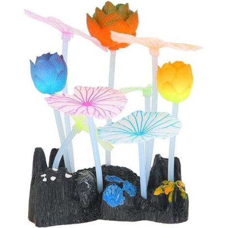Ornement de lotus à effet lumineux Uniclife en silicone, décoration pour aquarium avec ventouse