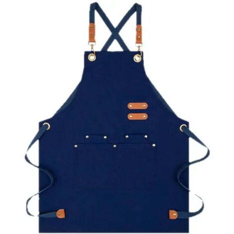 Tablier en toile imperméable avec bretelles réglables, élégant et confortable, pour femmes, hommes et adultes, avec poches.