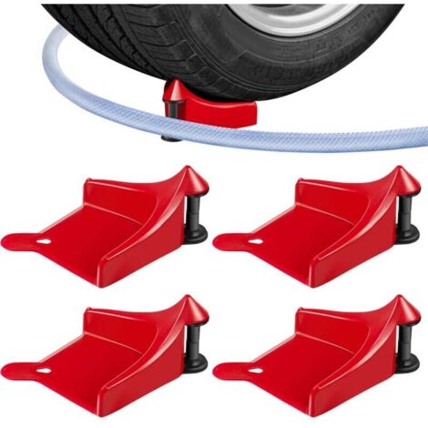 Ensemble de 4 guides-tuyaux pour tuyau de lavage de voiture, rouleaux pour tuyau de lavage de pneus, empêchent le tuyau haute pression de se coincer sous les roues, outil de lavage de voiture en plast (1/4)