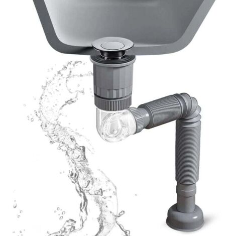 Ensemble de bonde pour évier de cuisine, ensemble de bonde universel pour lavabo de salle de bain avec bonde escamotable anti-odeurs et anti-fuites, raccord de tuyau d'évacuation flexible, évacuation