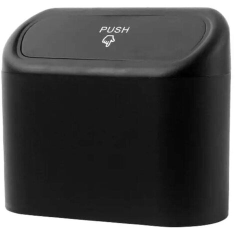2 poubelles de voiture avec couvercles - Mini poubelles étanches General Motors pour voiture, bureau, chambre, maison, accessoires pour sièges avant et arrière (noir)