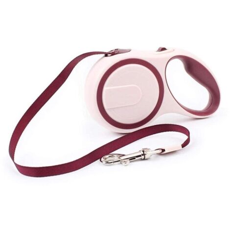Laisse rétractable pour chien de 5 m en nylon, automatique et réglable, avec rallonge pour l'entraînement à la marche, rouge. (1/4)