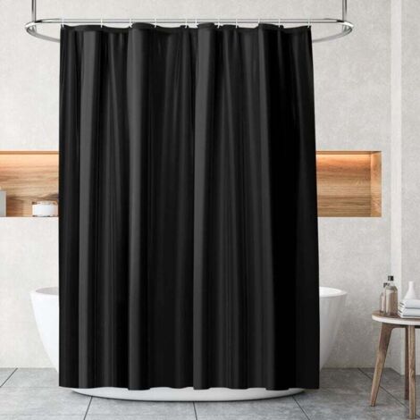 Rideau de Douche,Rideau de Douche Anti Moisissure,Rideau de Douche avec Crochets, Rideau Baignoire,Rideaux de Douche en Imperméable,180x180cm pour Baignoire ou la Salle de Bain (Noir)