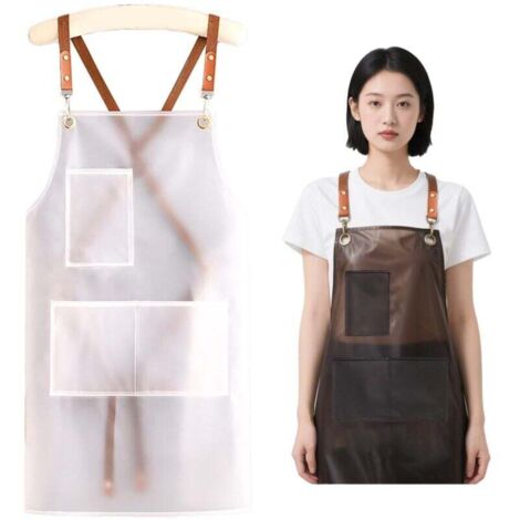 Tablier unisexe transparent en PVC imperméable pour faire la vaisselle et cuisiner.