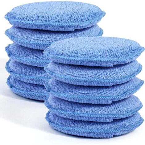 Lot de 10 tapis d'application de cire, tapis d'application en fibres ultra-fines avec rainures pour les doigts, tapis d'application de cire pour le nettoyage et le polissage de la voiture (bleu)