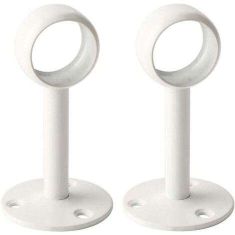 Support Tringle Rideau Plafond en Acier Inoxydable, Support Tringle Penderie pour Tube de rond Ø 25 mm, Blanc Brillant 2 Pcs