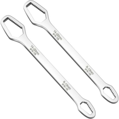 clés universelles argentées, clés à fourche universelles de 8 à 22 mm, outil multifonction réglable à double serrage automatique. (1/4)