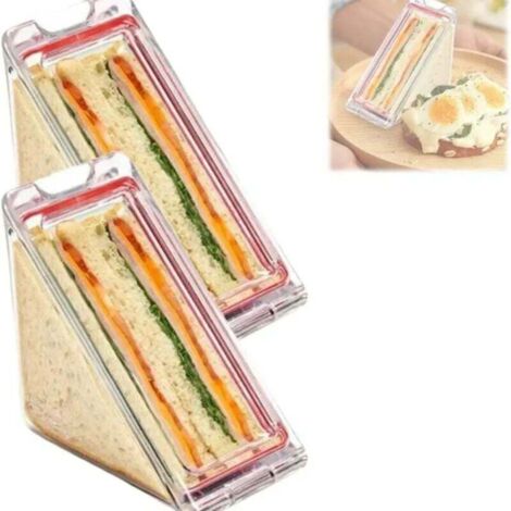 Boîte à sandwich triangulaire, boîte à sandwich en plastique réutilisable avec couvercles (lot de 2) (1/4)