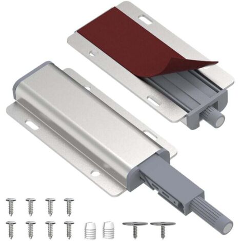 Verrous magnétiques pour portes de placard avec bouton-poussoir, lot de 6, robustes, avec fermeture invisible. Convient aux portes de placard, tiroirs, armoires et portes de cuisine.