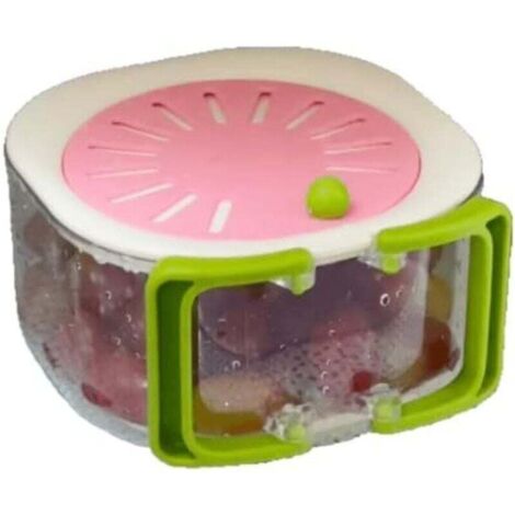 Passoire à fruits et légumes avec bac d'égouttage, poignée pliable, récipient transparent (poudre de fraise)