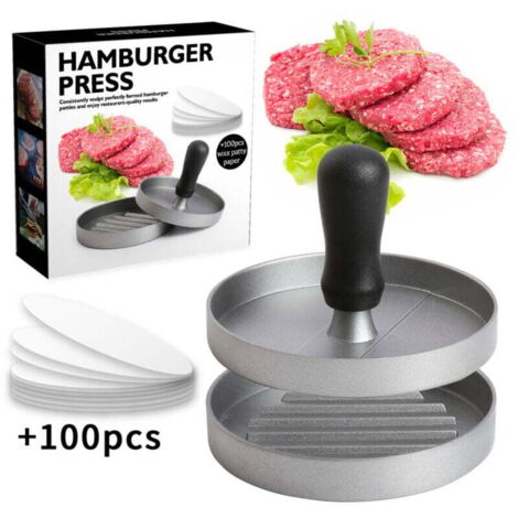 Presse à hamburger en fonte d'aluminium pour de délicieux hamburgers, ustensiles de barbecue, hamburgers et plats de barbecue, avec revêtement antiadhésif. Ø 11,8 cm (1/4)