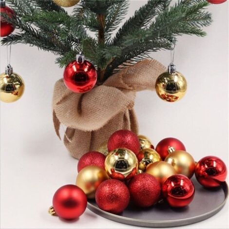 Sapin Boules Rouges Elegant Lot de 24 boules de Noël à suspendre pour sapin de Noël, décoration de ...