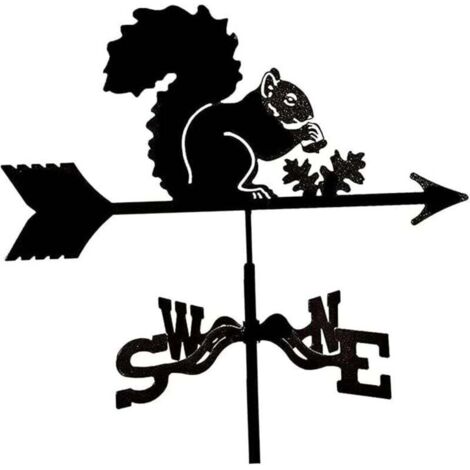 Girouette en Métal, Figurines pour Jardin, Girouette De Jardin, Outil De Mesure Professionnel, Girouette Con Support pour Extérieur, Ferme, Cour, Jardin, Tonnelle- écureuil