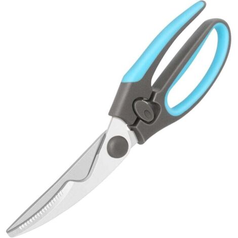 Ciseaux à volaille, ciseaux à volaille, ciseaux à volaille avec acier inoxydable robuste et prise en main confortable, coupe puissante, pour la cuisine utilisation intensive, bleu/gris