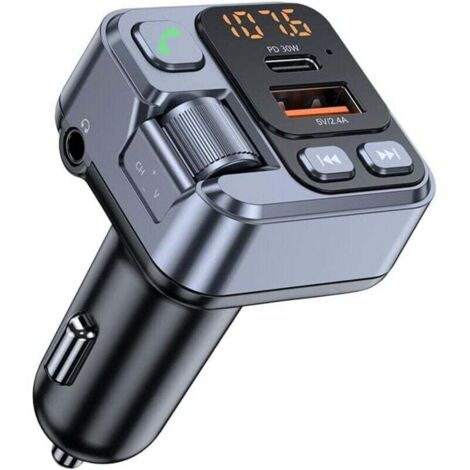 Émetteur radio FM - Appels mains libres et récepteur audio, chargeur de voiture USB, adaptateur de lecture de musique MP3 Bluetooth, convient aux voitures (1/4)