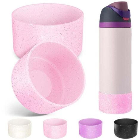 Lot de 2 bouchons en silicone pour bouteilles d'eau Owala 32 oz, revêtement de protection antidérapant avec pare-chocs de protection sur le fond, compatibles avec les bouteilles d'eau en acier inoxyda (1/4)