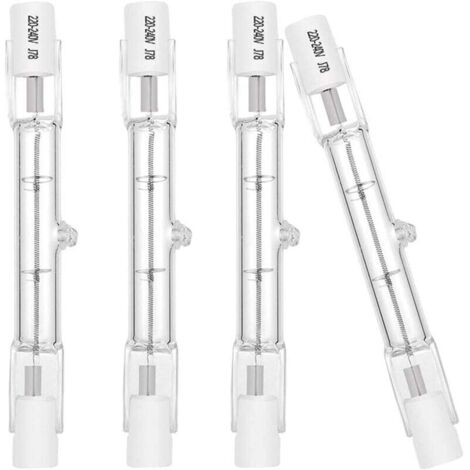 Ampoule halogène Eco R7S 78mm 120W 230V 1600lm blanc chaud 2700K T3 Ampoule de type J pour le travail, la sécurité, les lumières de paysage, les lampadaires (paquet de 4) [Classe énergétique C]
