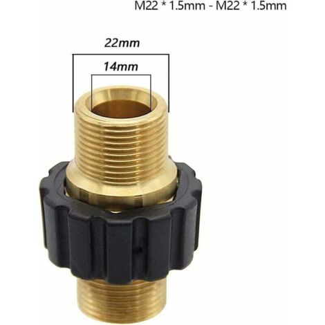 RACCORD / ADAPTATEUR, RACCORD DE TUYAU M22X1,5 AG : M22X1,5 AG LAITON, ECROU PROTEGE-BUSE-PASTILLE M18, ADAPTATEUR M22M:3/8F, RACCORD MANUEL M22F:1/4M, ADAPTATEUR DE LANCE 1/4F:M18M LAITON