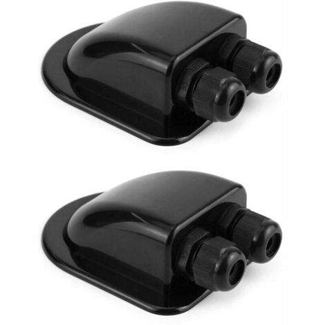 2PCS Passe-Toit IP68 Presse-étoupe Solaire étanche boîtier d'entrée de câble Double résistant aux intempéries, Caravane et Bateau Passe câble en ABS, Le Noir