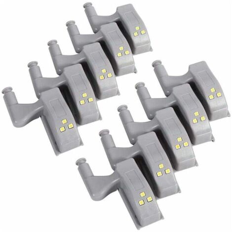 10 Pièces LED Charnière Capteur Lumière pour Placard Armoire Cuisine Lampe de Nuit Penderie Cabinet Armoire Veilleuse (1/4)