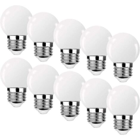 Ampoule LED E27 3W G45,Ampoule LED 3W ,Mini Globe Golfball E27 G45,Ampoule Blanc Chaud,Angle de faisceau 360°,Non Dimmable,Lot de 10 [Classe énergétique G]