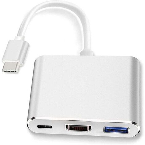 Adaptateur USB-C vers HDMI (prend en charge 4K/30 Hz) - Câble convertisseur 3 en 1 de type C - Pour MacBook Pro 2017/2018, MacBook, Mac Pro, iMac, Chromebook, et autres appareils USB 3.0 Type-C (1/4)