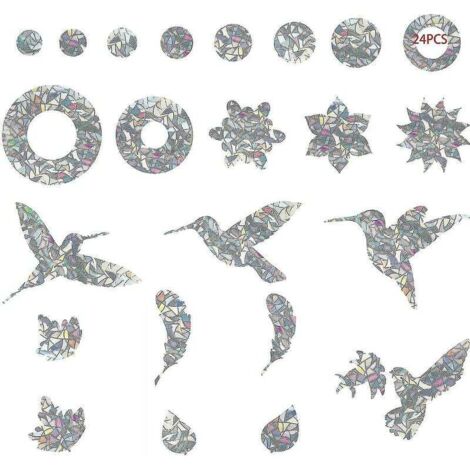 Autocollant Oiseau Oiseaux Collision Anti-Collision Autocollants De Fenêtre Protection De Porte en Verre Silhouett Sticker Vitre Anti-Collision pour Éviter Les Personnes Et Les Oiseaux 24 Pièces