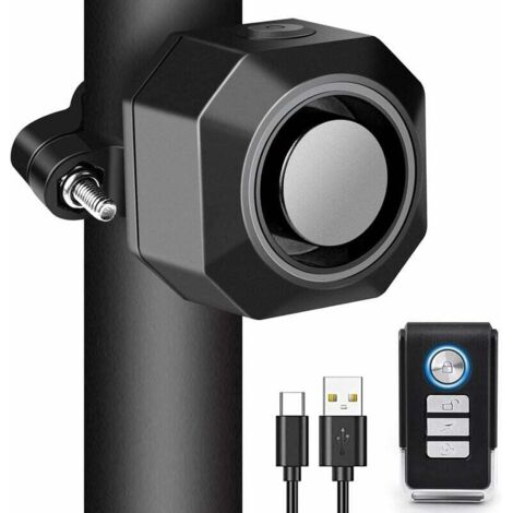 Alarme Velo Antivol Rechargeable USB,Alarme Moto sans Fil avec Supports de Montage,Alarme de Voiture a Sensibilité Réglable,Dispositif avec Télécommande for Scooter,Vélo Trotinette Electrique (1/4)