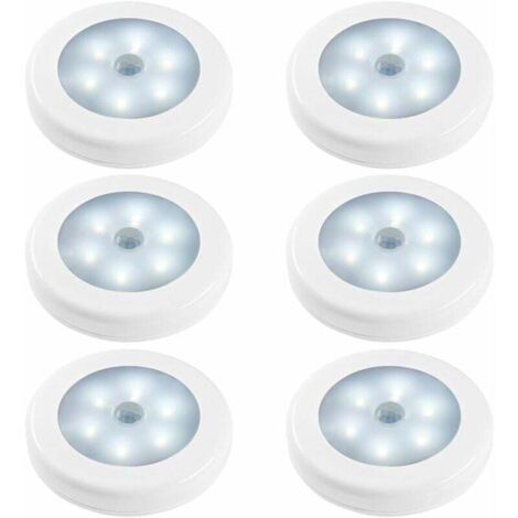 Lampes de Nuit Détecteur de Mouvement, Lot de 6 Action Activée Capteur de Luminosité LED Lumières dans Obscurité pour Chambre à Coucher Toilette Cuisine Couloir Placard Armoire Escalier [Classe énergé (1/4)