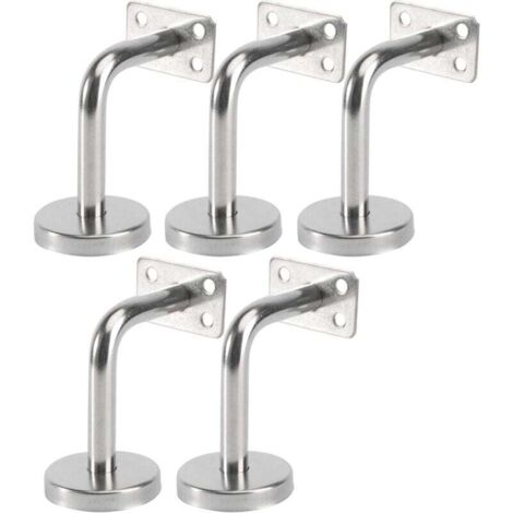 Lot de 5 Support Main Courante Inox - Murale Supports de Main Courante pour Escalier Exterieur Intérieur, Rampe Escalier Bois, Rail D'escalier (6x8x5cm/2.7x3.1x2.0in)