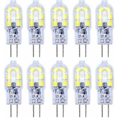 10 Pack G4 Ampoule LED 2W LED Bulb 12 SMD 2835LEDs Blanc Froid Haute Illumination 120LM LED Lighting AC/DC12V [Classe énergétique A+]