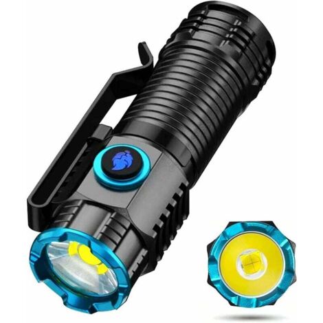 Mini Lampe Torche LED Rechargeable USB 1000 Lumens Étanche 4 Modes Lampe De Poche Led Puissante Tactique Militaire pour Camping [Classe énergétique A+++]