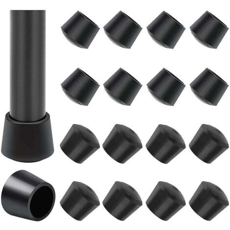16 Paquet Embouts de protection de chaise, Embout pied de chaise Caoutchouc pied de chaise Protection Embouts, Diamètre intérieur - 1 pouce / 25 mm, noir