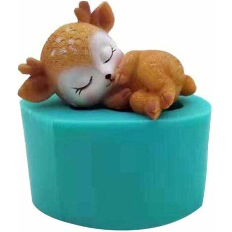 Moule en silicone cerf 3D stéréoscopique animal coulée moule en silicone bac à glace en silicone moule à bonbons au chocolat pour bricolage artisanat décoration de gâteau gelée au chocolat et bonbons