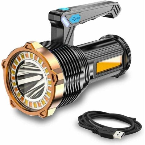 Lampe de poche LED lampe torche led ultra puissante portative COB lampe de travail 8 mode lampe rechargeable de l'éclairage extérieur Spotlight Camping excursion projecteur portatif d'urgence [Classe (1/4)